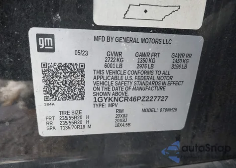 2023 Cadillac Xt5 Fwd Premium Luxury z USA, uszkodzony, nr VIN 1GYKNCR46PZ227727